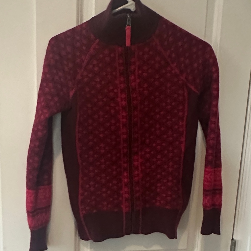 Athleta Burgundy and Pink Zip-Up Sweater